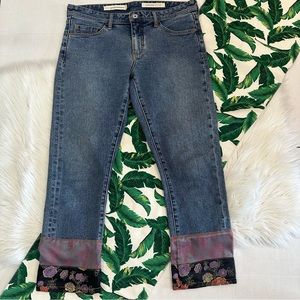 Anthro Pilcro Embroidered Silk Cuff Slim Boyfriend Jean 885